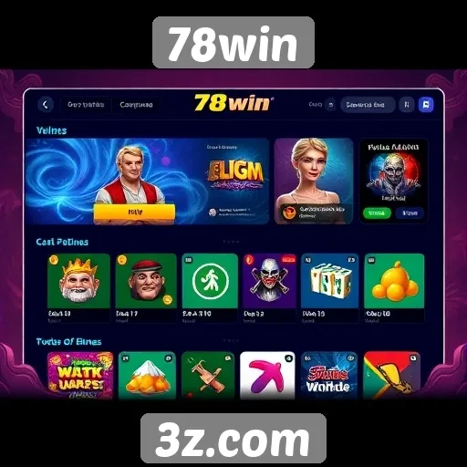 Interface do usuário do 78win em destaque